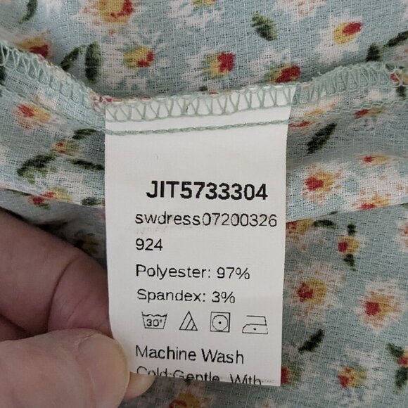 SHEIN Sage Green Floral Spaghetti Strap Mini Tank Dress; Size S - Picture 5 of 5